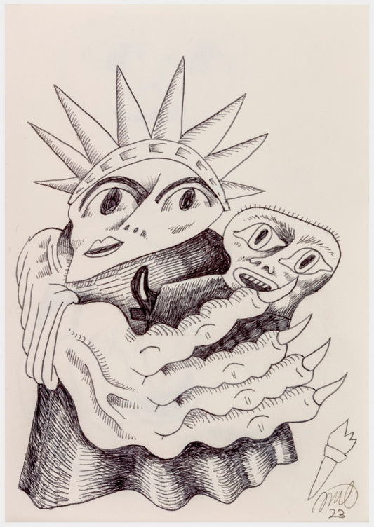 041 - "In America's Warm Arms" Drawing by Jim Mooijekind