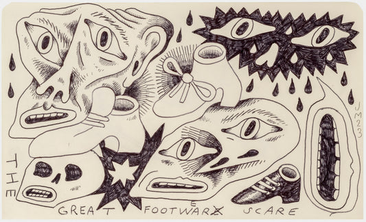 074 - "The Great Footwear Scare" Drawing by Jim Mooijekind