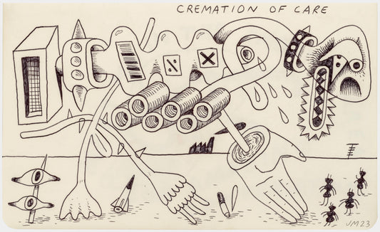 073 - "Cremation of Care" Drawing by Jim Mooijekind