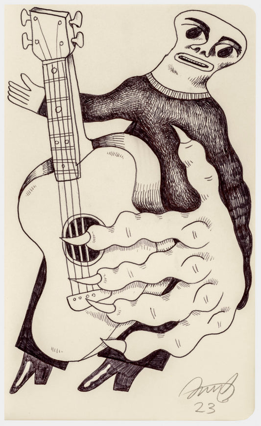 086 - "Man with Guitar" Drawing by Jim Mooijekind